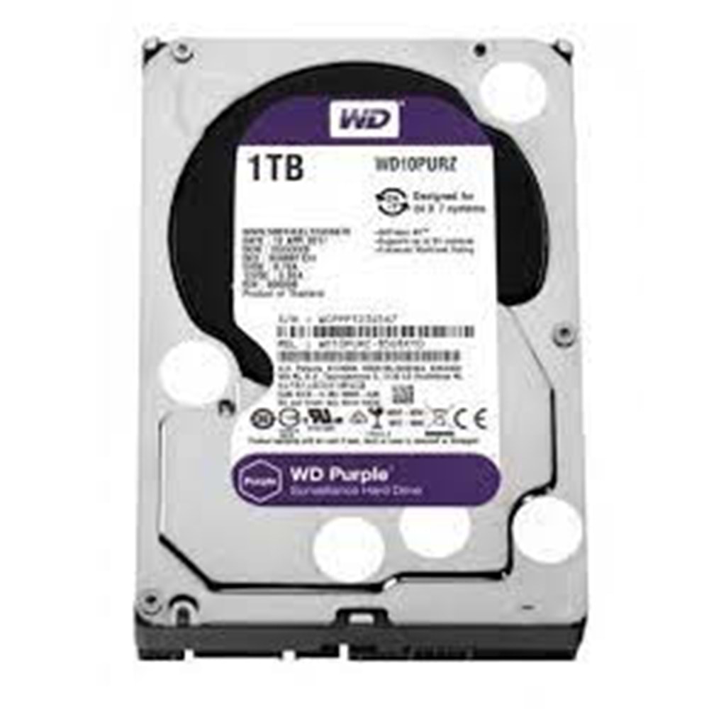 1TB 3.5 WD SATA 64MB PURPLE WD10PURZ 7/24(3YIL GARANTİ)