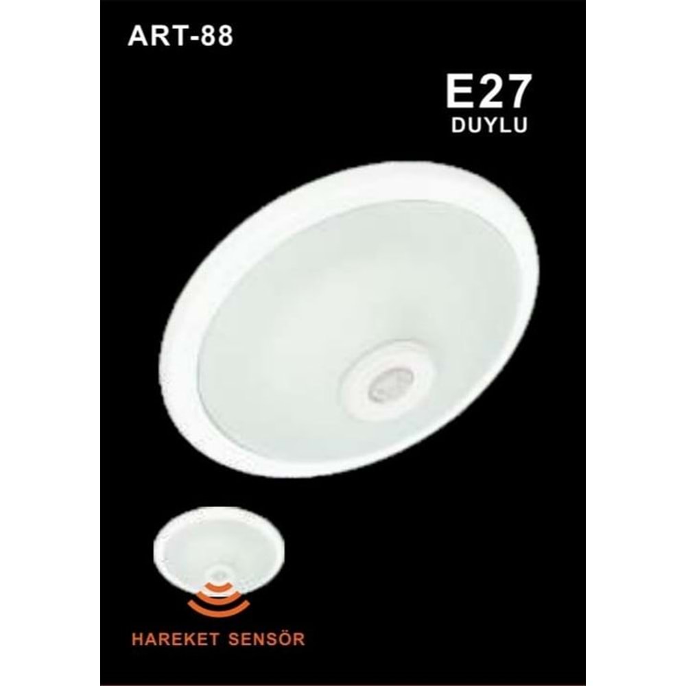 ART-88 HAREKET SENSÖRLÜ E27X2 DUYLU İÇ MEKAN TAVAN ARMATÜRÜ