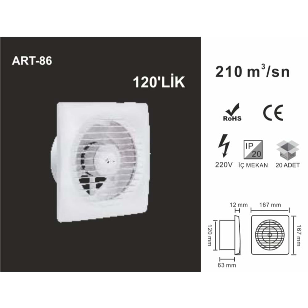 ARTI LED ART-86 BEYAZ RENK 120LİK DEKORATIF ASPİRATÖR