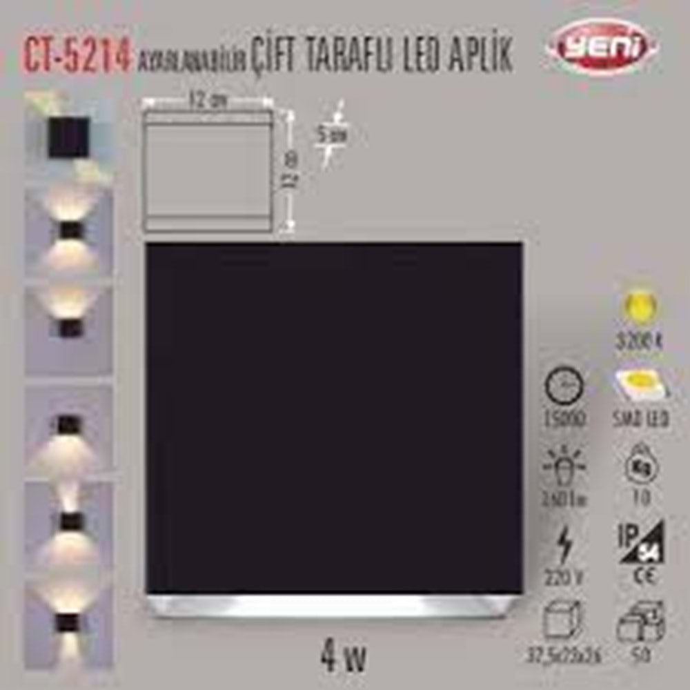 CATA ÇİFT TARAFLI 4W LED DEKORATİF APLİK CT-5214G