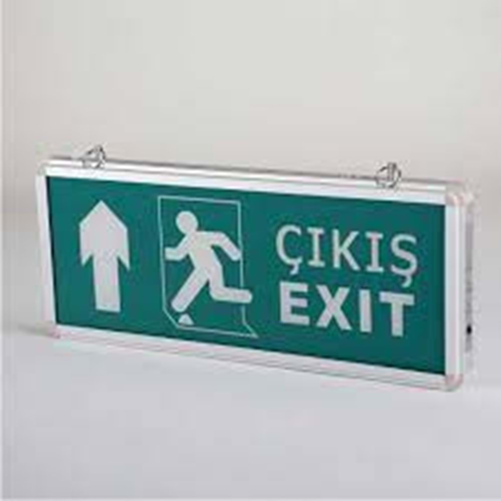 CATA 3W LEDLİ EXIT ÇIKIŞ-YUKARI ACİL ÇIKIŞ ARMATÜRLERİ ÇİFT YÖNLÜ 3 SAAT ŞARJLI CT-9174