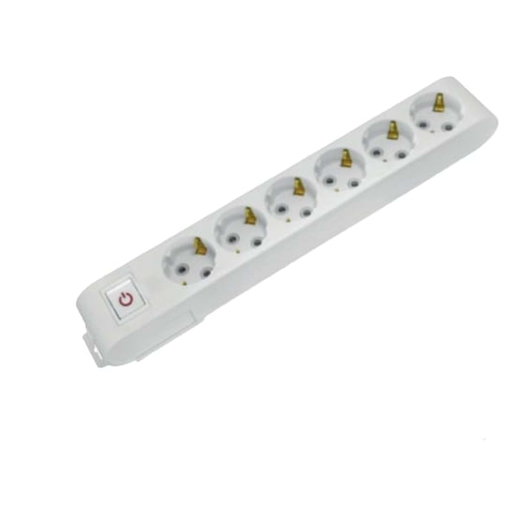 HOROZ 210-000-602 BEYAZ KLEMENSLİ ANAHTARLI DECO 6LI TOPRAKLI GRUP PRİZ