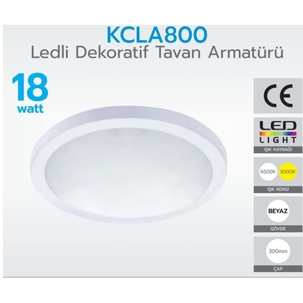 KORÇAM KCLA800 LEDLİ DEKORATİF TAVAN ARMATÜRÜ 18W 6500K