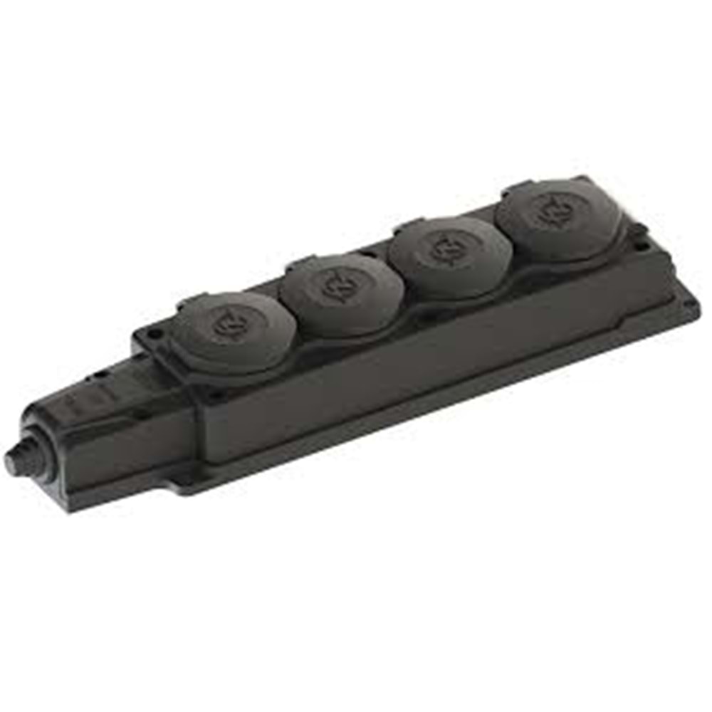 NE-AD 4104 1X16A 4LÜ GRUP PRİZ SİYAH KAUÇUK IP54 KORUMA