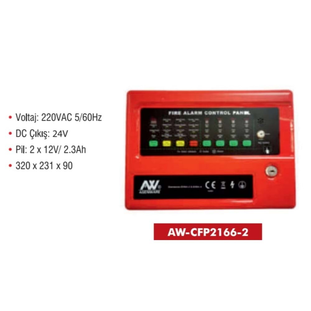NO-VO AW-CFP2166-2 2 ZONLU YANGIN ALGILAMA PANELİ-AKÜ DAHİL