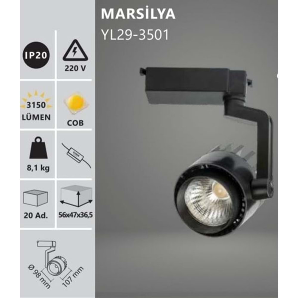 NOAS MARSİLYA YL29-3501 35W 3200K LED RAY SPOT