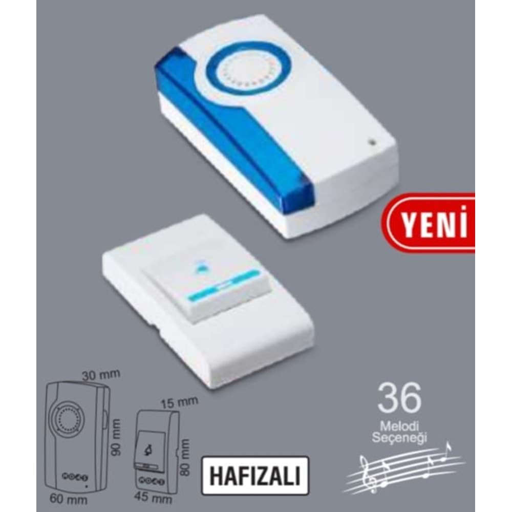 NOAS YL03-2511 BELLA KAPI ZİLİ HAFIZALI 36 MELODİ SEÇENEĞİ