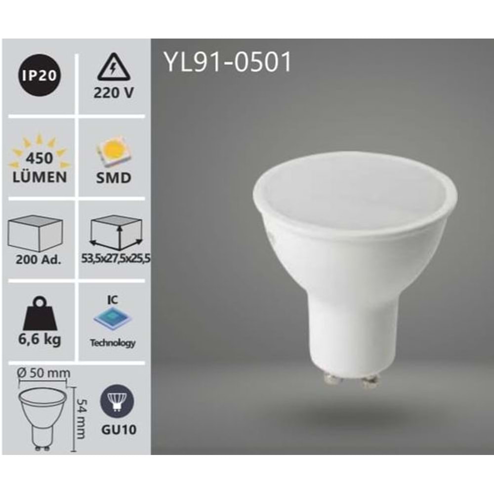 NOAS YL91-0501 ÇANAK AMPUL 6500K GU10 DUY