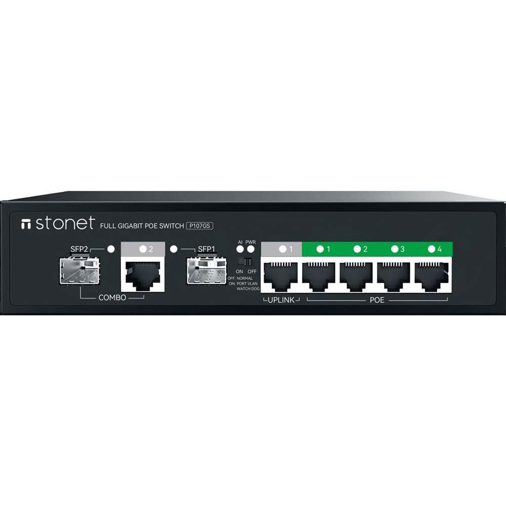 STONET P107GS 4GE POE+1GE+1SFP+1SFP/RJ45 COMBO POE SWİTCH
