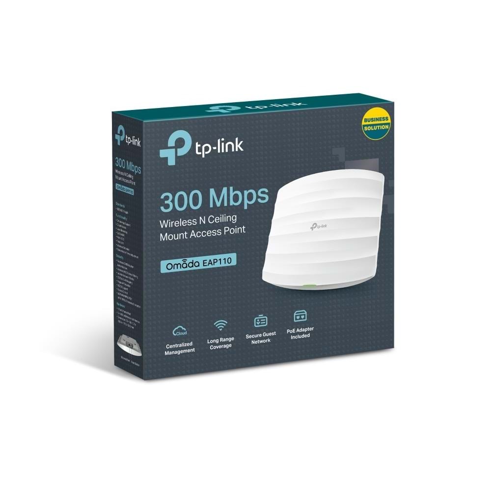 TP-LINK EAP110 1 PORT 10/100 2.4GHZ 300MBPS 2X4DBI ANTEN İÇ ORTAM TAVAN TİPİ ACCESS POINT(ADAPTÖRLÜ)