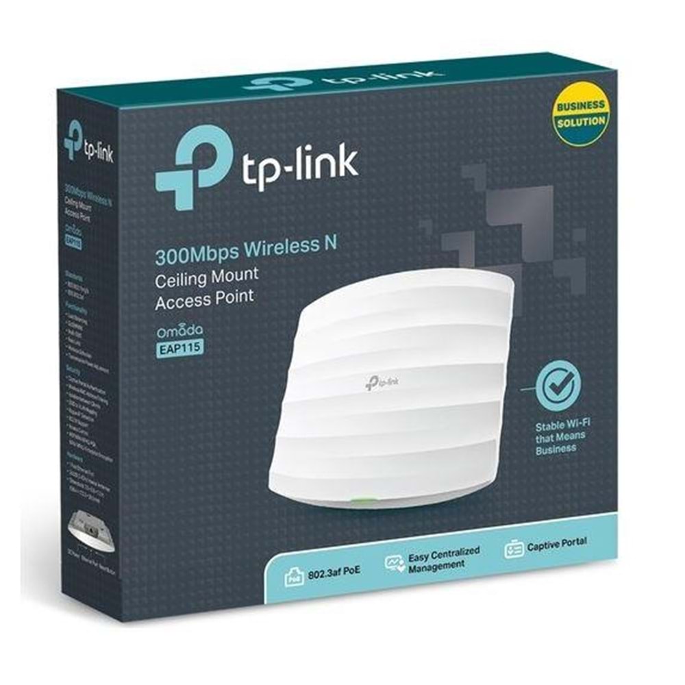 TP-LINK EAP115 1 PORT 10/100 2.4GHZ 300MBPS 2X4DBI ANTEN TAVAN TİPİ ACCESS POINT