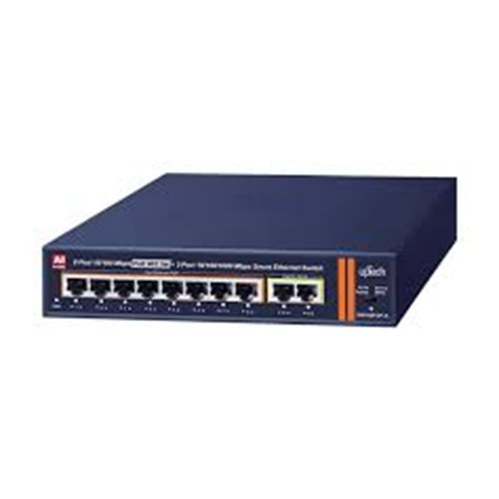 UPTECH SW108FGP-A 8PORT 10/100M POE*2PORT 10/100/1000M AL SMART ETHERNET SWİTCH