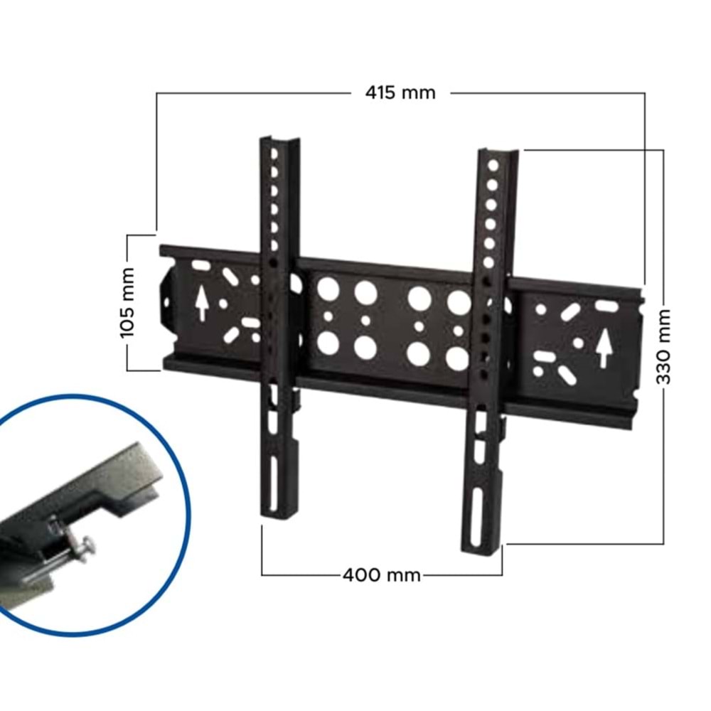 VT 32 SK ALTTAN VİDALI 27''-42'' LCD/LED TV KİLİTLİ DUVAR ASKI APARATI