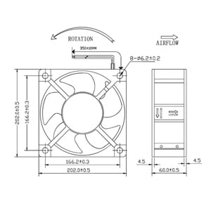 QUICK UF-DA20060B24H BALL BEARİNG 24VDC 200X200X60MM ENDÜSTRİYEL FAN