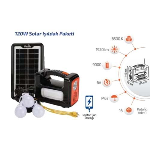 FORLİFE FL-3274 120W SOLAR IŞILDAK PAKETİ