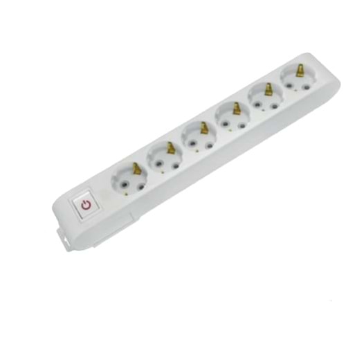 HOROZ 210-000-602 BEYAZ KLEMENSLİ ANAHTARLI DECO 6LI TOPRAKLI GRUP PRİZ