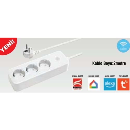 KSP201 110-240V 3840W AKILLI PRİZ(ÜÇLÜ) 2METRE KABLOLU