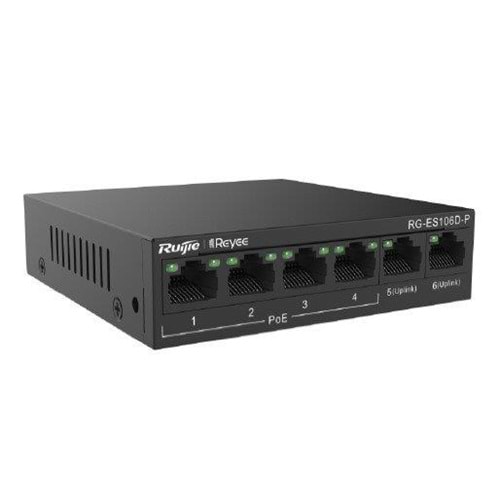 RUIJIE REYEE RG-ES106D-P 4 PORT 10/100 + 2X 10/100 UPLINK 58W POE SWITCH