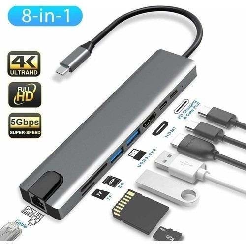 SENSEI TYPE-C 8IN1 HDMI ÇOK FONKSİYONLU USB 3.0 DOCK STATION