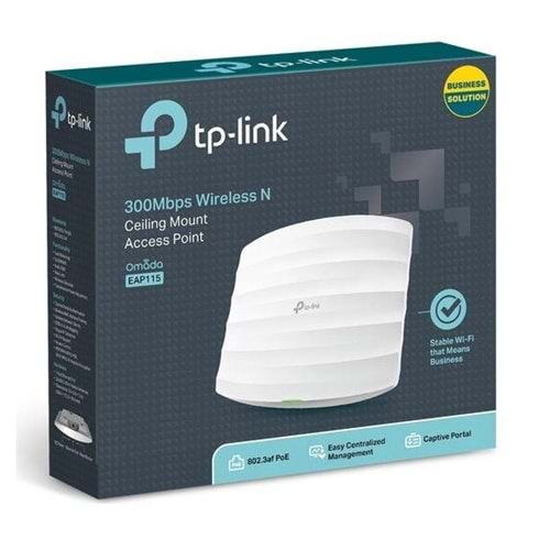 TP-LINK EAP115 1 PORT 10/100 2.4GHZ 300MBPS 2X4DBI ANTEN TAVAN TİPİ ACCESS POINT