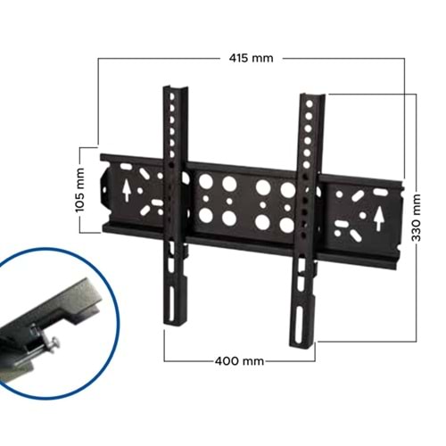 VT 32 SK ALTTAN VİDALI 27''-42'' LCD/LED TV KİLİTLİ DUVAR ASKI APARATI