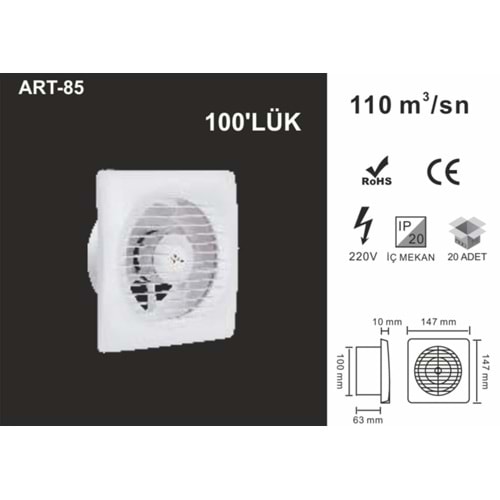 ARTI LED ART-85 100LÜK BEYAZ KASA DEKORATİF ASPİRATÖR