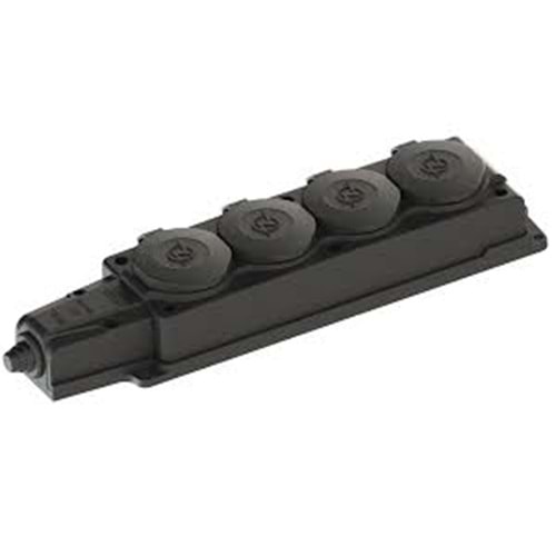 NE-AD 4104 1X16A 4LÜ GRUP PRİZ SİYAH KAUÇUK IP54 KORUMA
