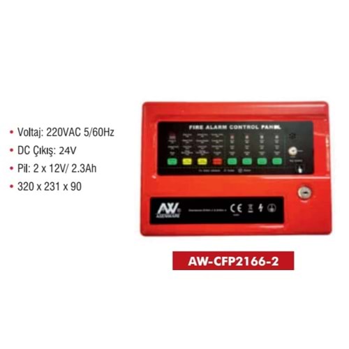 NO-VO AW-CFP2166-2 2 ZONLU YANGIN ALGILAMA PANELİ-AKÜ DAHİL