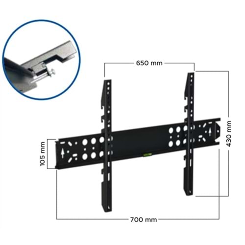 VT 42 SK ALTTAN VİDALI 42''-65'' LCD/LED TV KİLİTLİ DUVAR ASKI APARATI